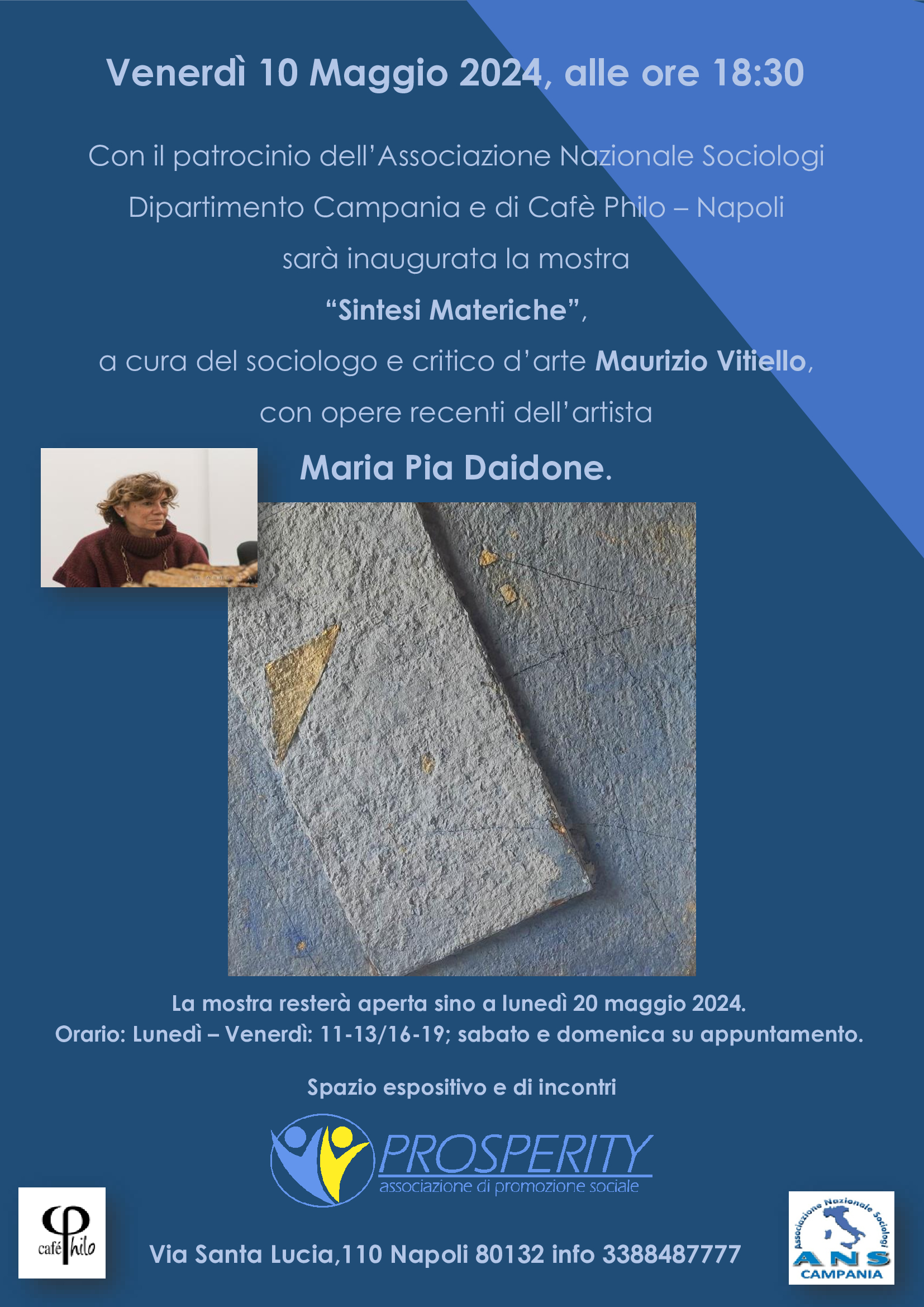 Mostra “Sintesi Materiche” con opere recenti di Maria Pia Daidone, a cura di Maurizio Vitiello